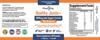 Healthy Joints+ Product Label