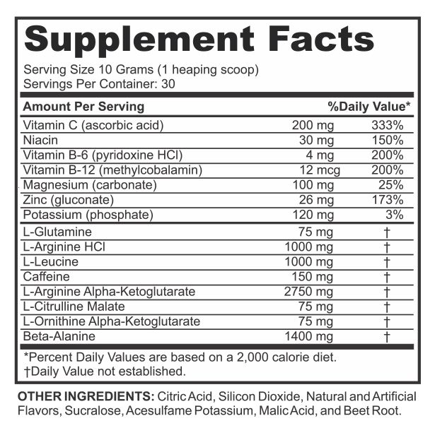 BLOW Pre-Workout Supplement Facts
